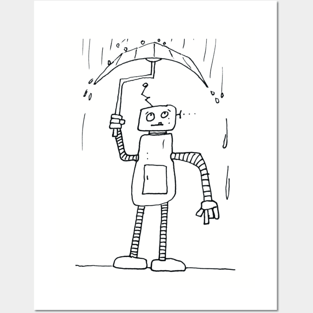 Robot in the Rain Wall Art by Soundtrack Alley